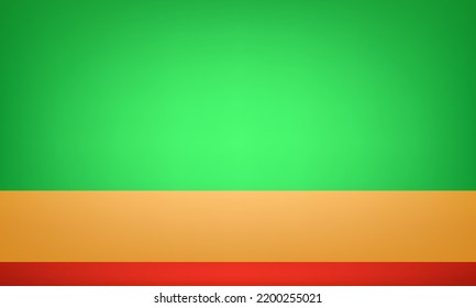 Green, Yellow, Red Background. Empty green, yellow, red studio room. Space for displaying products. Vector illustration.