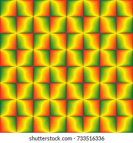 Green yellow red blended geometric seamless pattern.