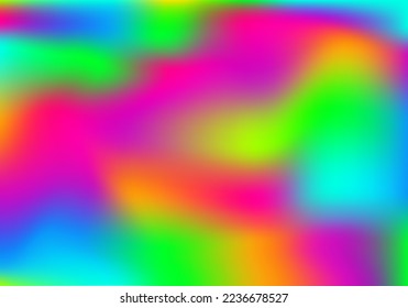 Green yellow red blue purple orange psychedelic print. Neon rainbow festival background. Herb coral navy aquamarine lemon apricot violet blur wallpaper. Mockup for ads web presentation cards flyer.