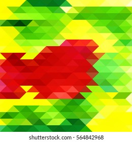 green yellow red geometric abstract background, mosaic of triangles, vector illustration texture of origami
