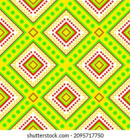 Green Yellow Red Grid Pattern Vector Illustration
