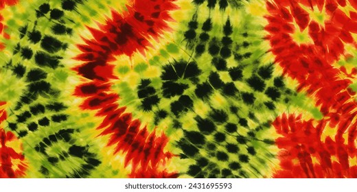 Green, yellow, red Tie Dye Pattern Ink , colorful tie dye pattern abstract background. Tie Dye two Tone Clouds . Abstract batik brush seamless and repeat pattern design