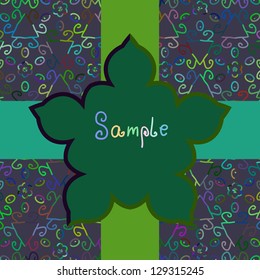 Green Yellow Red Vector ornate frame with sample text. Perfect as invitation or announcement. Background pattern is included as seamless. All pieces are separate. Easy to change colors and edit.