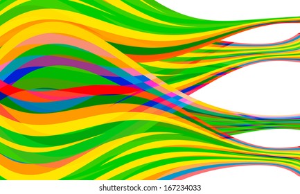 green, yellow; red; violet and blue vector combined abstract lines