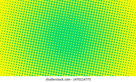 Green and yellow retro comic pop art background with dots, cartoon halftone background vector illustration eps10