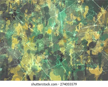 Green and yellow scribble brush strokes background. Vector version