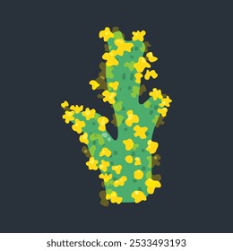 Green yellow sea coral in flat vector design.