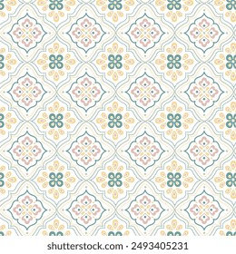 Patrón de mosaico de azulejos sin costuras verde y amarillo. Adorno, motivos tradicionales, étnicos, árabes, turcos, indios. Ideal para tela y textil, Fondo de pantalla, 