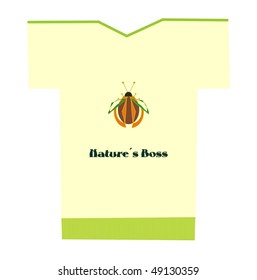 Green and yellow shirt with bug