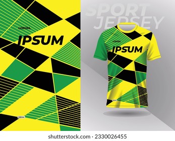 green yellow shirt sport jersey mockup template design for soccer, football, racing, gaming, motocross, cycling, and running