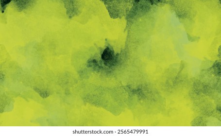 Green and yellow smoke in dark background. Abstract green paint background, a blue watercolor background with cloudy sky concept.	