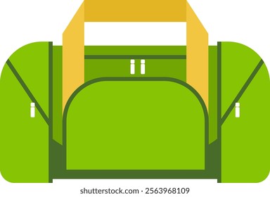 Green and yellow sports bag featuring a sturdy handle and zipper closures, ideal for carrying gym clothes, sports equipment, or travel essentials