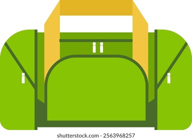 Green and yellow sports bag featuring zipped side pockets and sturdy handles, ideal for carrying gym clothes, sports equipment, or travel essentials