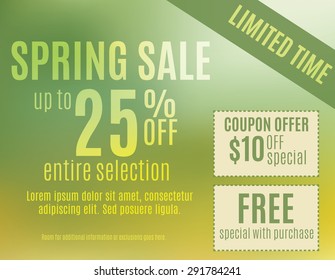 Green And Yellow Spring Event Sale Postcard Template