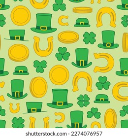Green and yellow St. Patrick's day seamless pattern