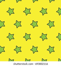 Green and Yellow Star Vector Pattern with Stroke
