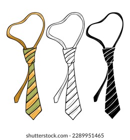 Green yellow striped ties. Vector illustration