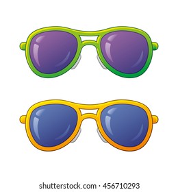 Green and yellow sun glasses.