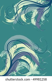 Green and yellow swirling painted line background