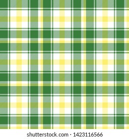 Grünes und gelbes Tartan-Muster. Flannel-Stoffmuster / nahtloser Hintergrund.