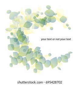 Green and yellow transparent leaves, wreath, color gradient, white background