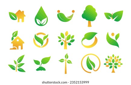 logotipo de árbol verde y amarillo