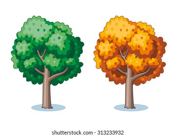 Green and yellow trees icons.