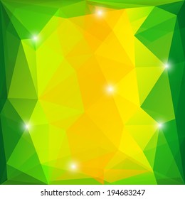 Green and yellow triangles background with sparkle