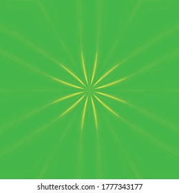 Green and yellow vector background with small central star with long points.