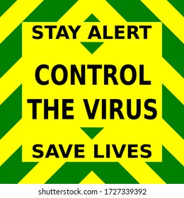 Green and yellow vector graphic showing the stay alert message towards the corona virus outbreak.