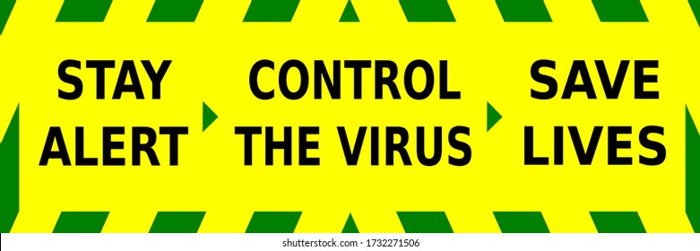 Green and yellow vector graphic showing the stay alert message towards the corona virus outbreak.
