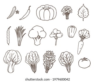 Green And Yellow Vegetables 01-line Drawing