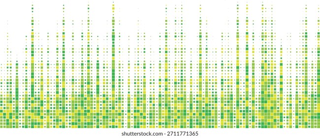 Patrón de barra de píxeles de Vertical verde y amarillo para visualizaciones de datos, pósters tecnológicos, fondos de interfaz de usuario modernos, Ilustración vectorial de diseños digitales