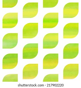 Green and yellow watercolor abstract seamless texture with leaves