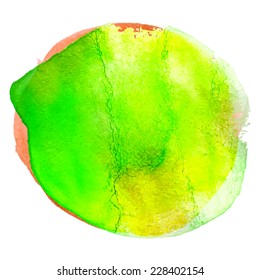 Green yellow watercolor blot art design for scrapbooking. Web element made in vector.