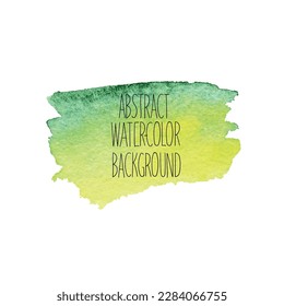 Green yellow watercolor hand drawn paper texture stain. Water wet brush paint abstract artistic element for design, scrapbook, decoration, cover, template