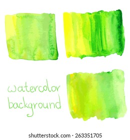Green and yellow watercolor rectangle background, blending, eps 10