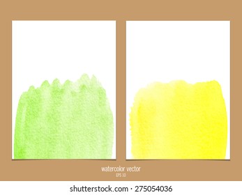 Green and yellow watercolor vector background. Abstract watercolor. 