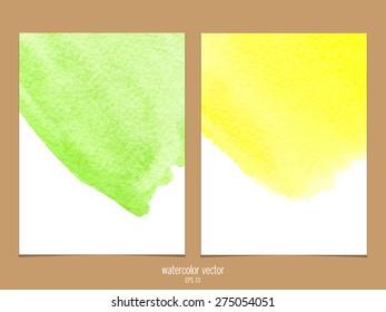 Green and yellow watercolor vector background. 