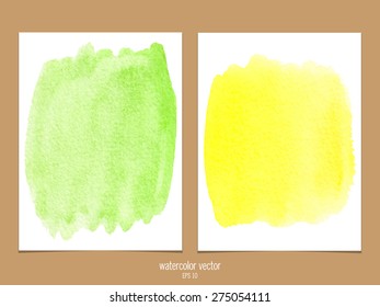 Green and yellow watercolor vector background. Abstract watercolor. 