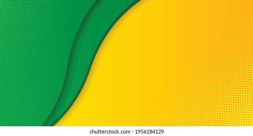 Green and yellow wave background. Dynamic abstract shapes composition. Abstract background modern futuristic graphic. Vector tech background texture design, flier, presentation design, poster, banner