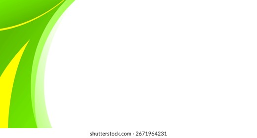 Green and yellow wave modern background with white space for text and message. template design	