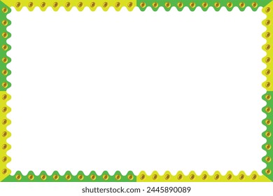 Green and yellow wavy border with gold coin on 6x4 inches postcard template for Saint Patrick's Day