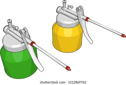 Green and yellow welding machine, illustration, vector on white background.