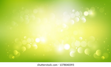 Green Yellow and White Bokeh Lights Background Illustrator