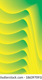 Green yellowish gradient background with 3d angular curves forming dark and light spaces