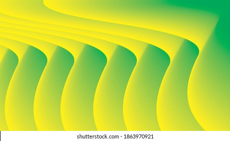 Green yellowish gradient background with 3d angular curves forming dark and light spaces