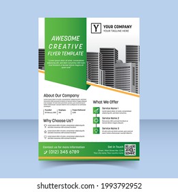 green yelow line Awesome creative flyer design template