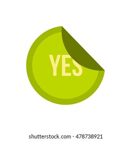 Green yes button icon in flat style isolated on white background. Click and choice symbol vector illustration