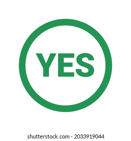 Green Yes Button Outline on White Background